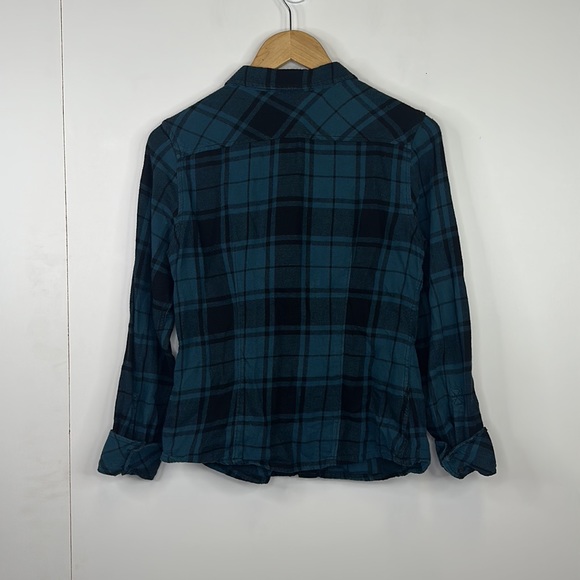 Aritzia TNA Plaid Button-down Shirt Womens Size M Blue and Black - Picture 2 of 6